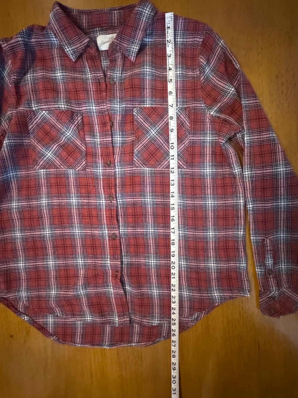 Universal Thread Red Plaid button down Long Sleeve Shirt 100% Cotton Size Medium - Picture 9 of 9